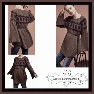 Anthropologie's Sleeping On Snow Rosanna Brown Patterned Wool Blend Sweater Sz M